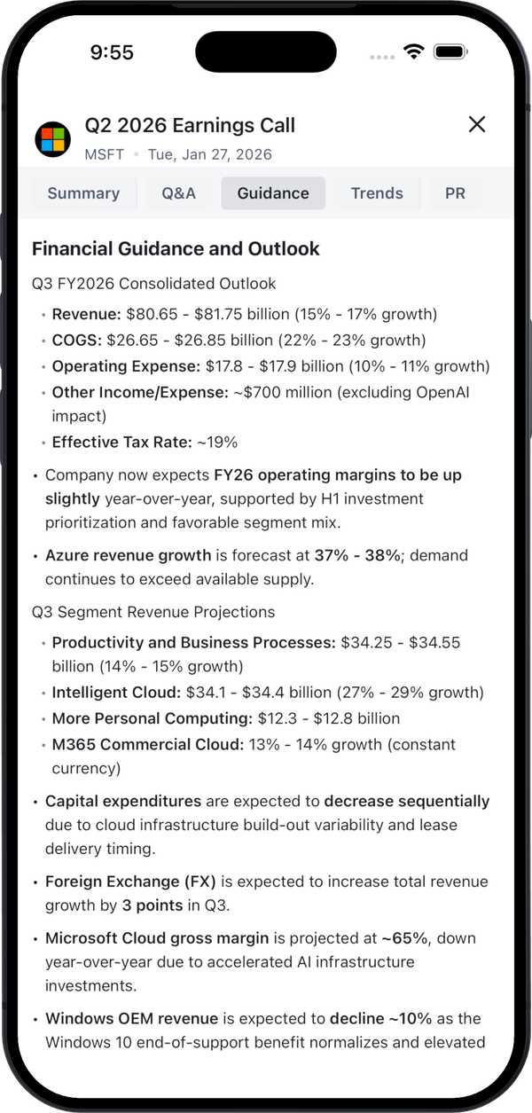 StockSight iPhone app showing company research and financial data